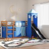 Lit superposé sans matelas avec toboggan et rideaux 90x190 cm 