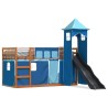 Lit superposé sans matelas avec toboggan et rideaux 90x190 cm 