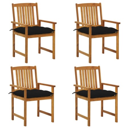Chaises de jardin avec coussins lot de 4 Bois d'acacia massif 