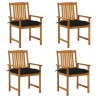 Chaises de jardin avec coussins lot de 4 Bois d'acacia massif 
