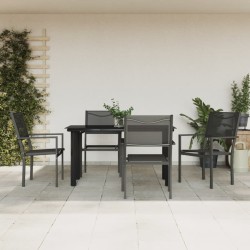 Ensemble à manger de jardin 5 pcs noir textilène et acier 