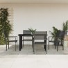Ensemble à manger de jardin 5 pcs noir textilène et acier 