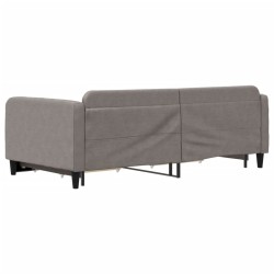 Lit de jour avec gigogne et tiroirs taupe 100x200 cm tissu 
