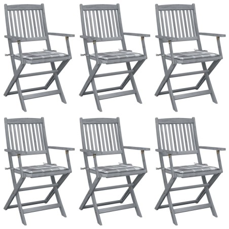 Chaises pliables d'extérieur lot de 6 et coussins Bois d'acacia 