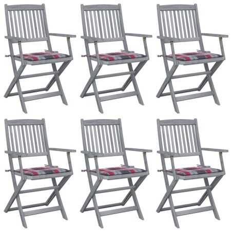 Chaises pliables d'extérieur lot de 6 et coussins Bois d'acacia 