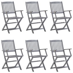 Chaises pliables d'extérieur lot de 6 et coussins Bois d'acacia 