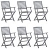 Chaises pliables d'extérieur lot de 6 et coussins Bois d'acacia 