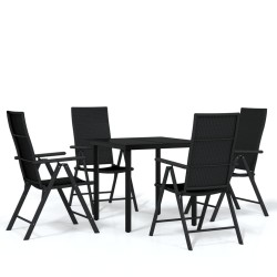 Ensemble à manger de jardin 5 pcs Noir 