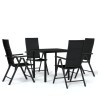 Ensemble à manger de jardin 5 pcs Noir 