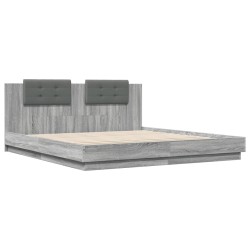 Cadre de lit avec LED sans matelas sonoma gris 200x200 cm 