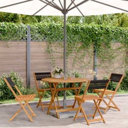 Ensemble à manger de jardin 5pcs noir polypropylène bois massif 