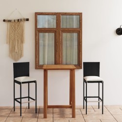 Ensemble de bar de jardin avec coussins 3 pcs Noir 