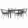 Ensemble à manger de jardin et coussins 5 pcs noir rotin verre 
