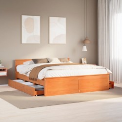 Cadre de lit sans matelas avec tête de lit 200x200 cm bois pin 