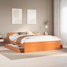 Cadre de lit sans matelas avec tête de lit 200x200 cm bois pin 