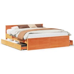 Cadre de lit sans matelas avec tête de lit 200x200 cm bois pin 