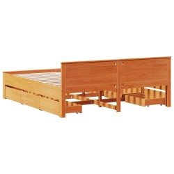 Cadre de lit sans matelas avec tête de lit 200x200 cm bois pin 