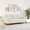 Canapé 3 places avec oreillers décoratifs crème 180 cm velours 