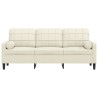Canapé 3 places avec oreillers décoratifs crème 180 cm velours 