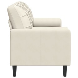 Canapé 3 places avec oreillers décoratifs crème 180 cm velours 