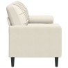 Canapé 3 places avec oreillers décoratifs crème 180 cm velours 