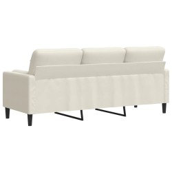 Canapé 3 places avec oreillers décoratifs crème 180 cm velours 