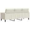 Canapé 3 places avec oreillers décoratifs crème 180 cm velours 