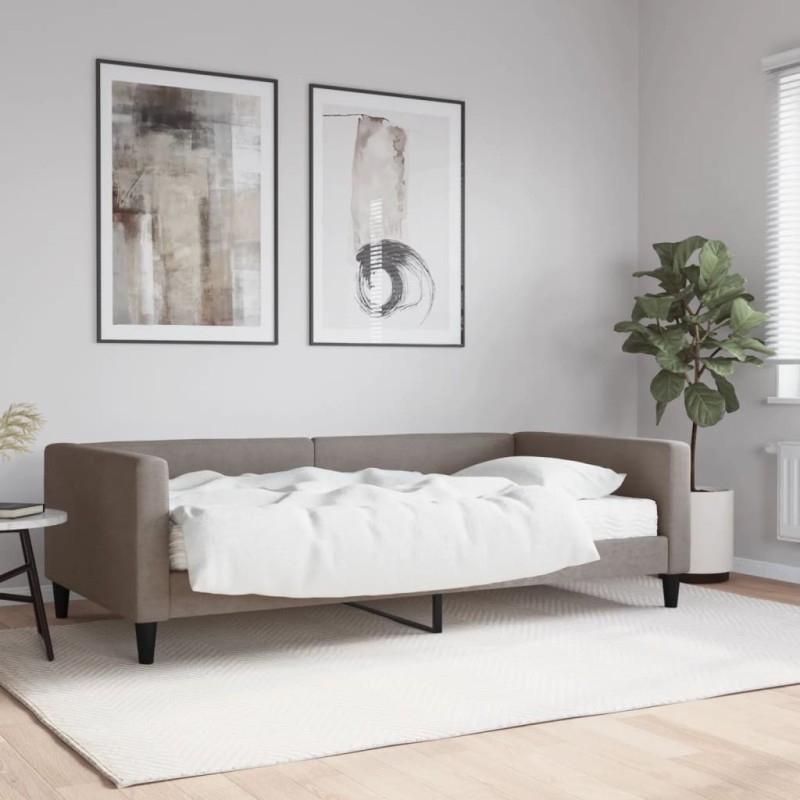 Lit de jour avec matelas taupe 100x200 cm tissu 