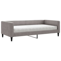 Lit de jour avec matelas taupe 100x200 cm tissu 