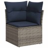 Salon de jardin 4 pcs avec coussins gris résine tressée 
