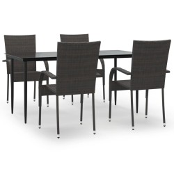 Ensemble à manger de jardin 5 pcs Marron Résine tressée 