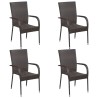 Ensemble à manger de jardin 5 pcs Marron Résine tressée 