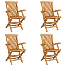 Chaises pliables de jardin lot de 4 Bois de teck solide 