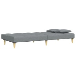 Canapé-lit à 2 places avec repose-pied gris clair tissu 