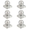 Bouchons de poteau 6 pcs Globe final Métal galvanisé 71x71 mm 