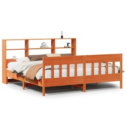 Cadre de lit sans matelas cire marron 180x200cm bois pin massif 