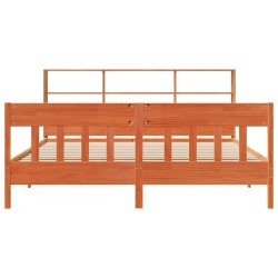 Cadre de lit sans matelas cire marron 180x200cm bois pin massif 