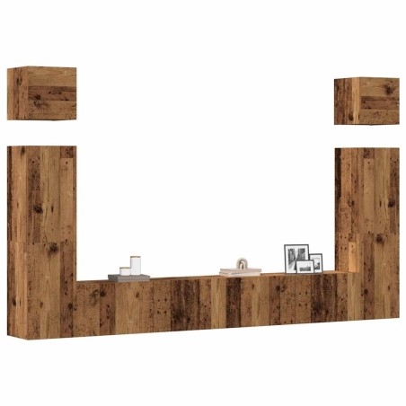 Ensemble de meuble TV mural 6 pcs vieux bois bois d'ingénierie 