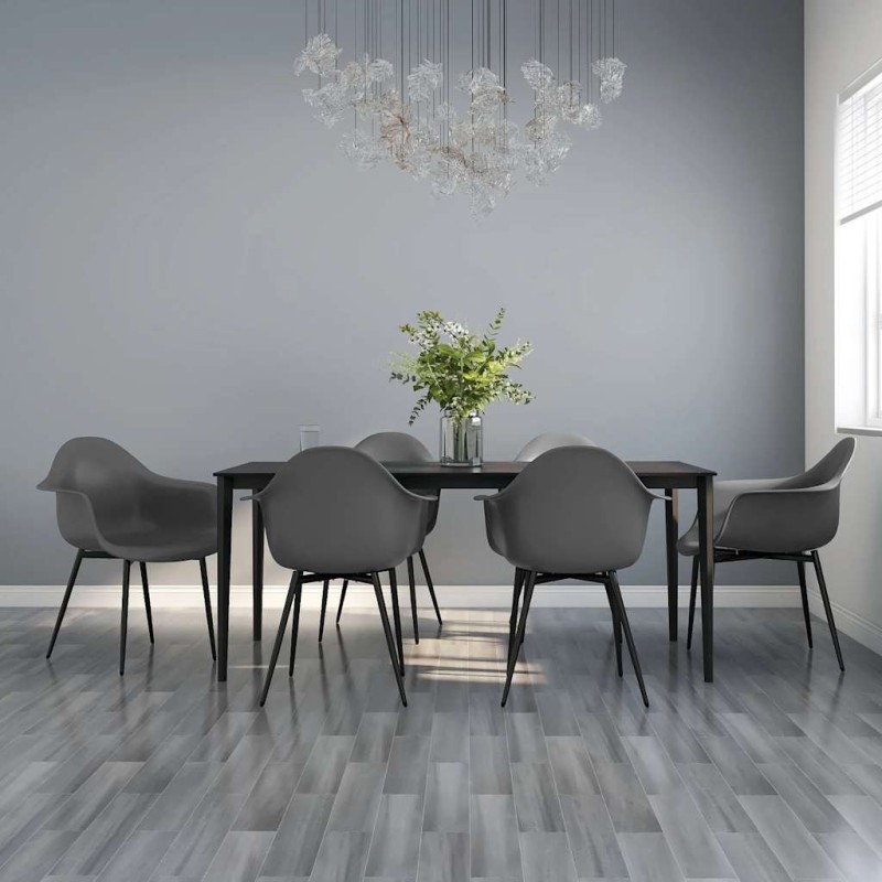 Chaises à manger lot de 6 gris PP Chaises à manger lot de 6 gris PP