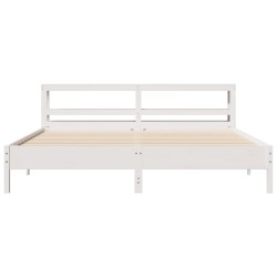 Cadre de lit sans matelas blanc 180x200 cm bois massif de pin 