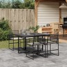Ensemble à manger de jardin coussins 5pcs noir résine tressée 