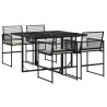 Ensemble à manger de jardin coussins 5pcs noir résine tressée 