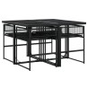 Ensemble à manger de jardin coussins 5pcs noir résine tressée 