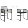 Ensemble à manger de jardin coussins 5pcs noir résine tressée 