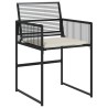 Ensemble à manger de jardin coussins 5pcs noir résine tressée 