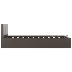 Cadre de lit à rangement hydraulique Gris Similicuir 120x200 cm 