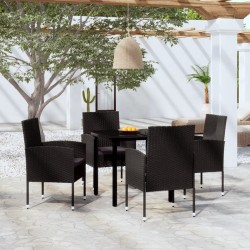 Ensemble à manger de jardin 5 pcs Noir 
