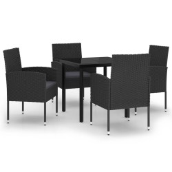 Ensemble à manger de jardin 5 pcs Noir 