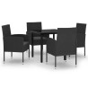 Ensemble à manger de jardin 5 pcs Noir 