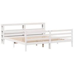 Cadre de lit avec tête de lit sans matelas blanc 180x200 cm 